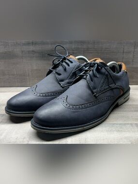 Marco Vitale Collezione Men’s Size 10 Navy Blue Wingtip Oxford Dress Shoes